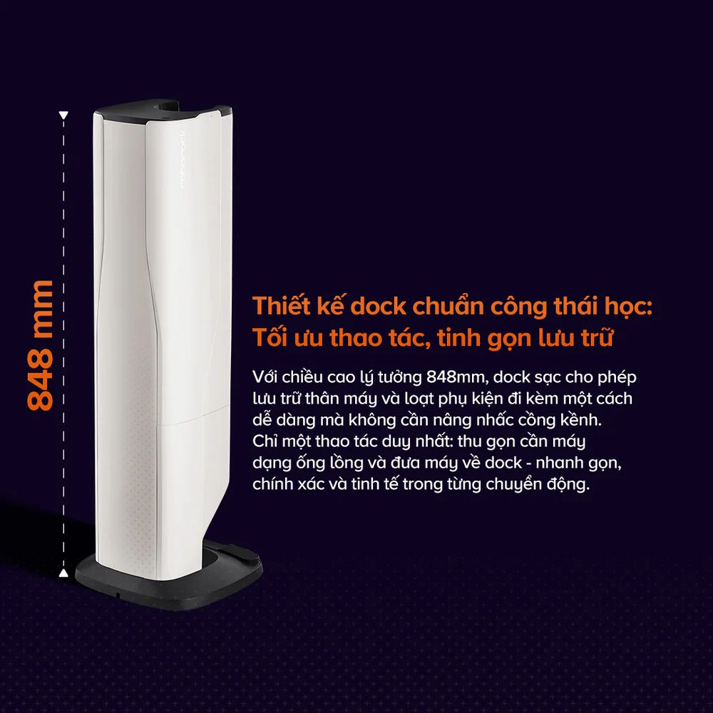 Máy hút bụi không dây có dock sạc chuẩn công thái học Máy hút bụi không dây