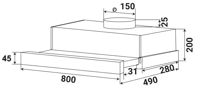 Máy hút mùi âm tủ Kaff KF-TL800ST Máy hút mùi âm tủ Kaff KF-TL800ST