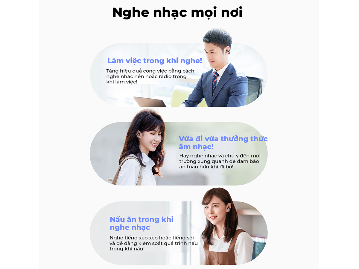 Tai nghe không dây Bluetooth có dung lượng pin dài, thoải mái nghe nhạc Tai nghe không dây Bluetooth