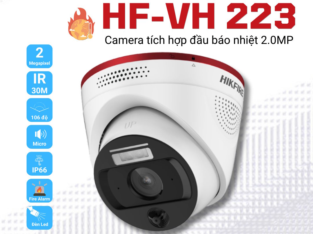 Camera tích hợp đầu báo nhiệt 2MP Hikfire HF-VH 223 Camera tích hợp đầu báo nhiệt 2MP Hikfire HF-VH 223