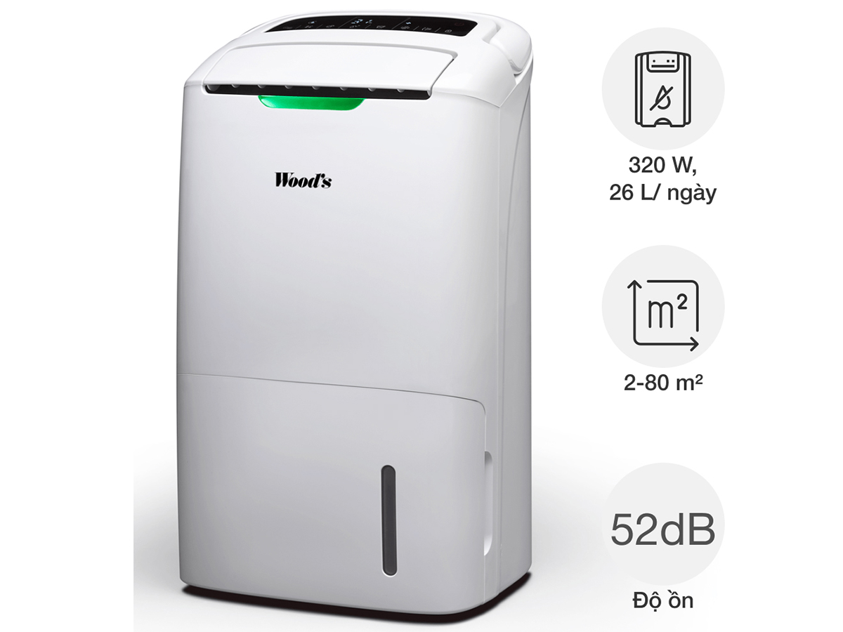 Máy hút ẩm kèm lọc không khí Woods AD30 Máy hút ẩm kèm lọc không khí Woods AD30