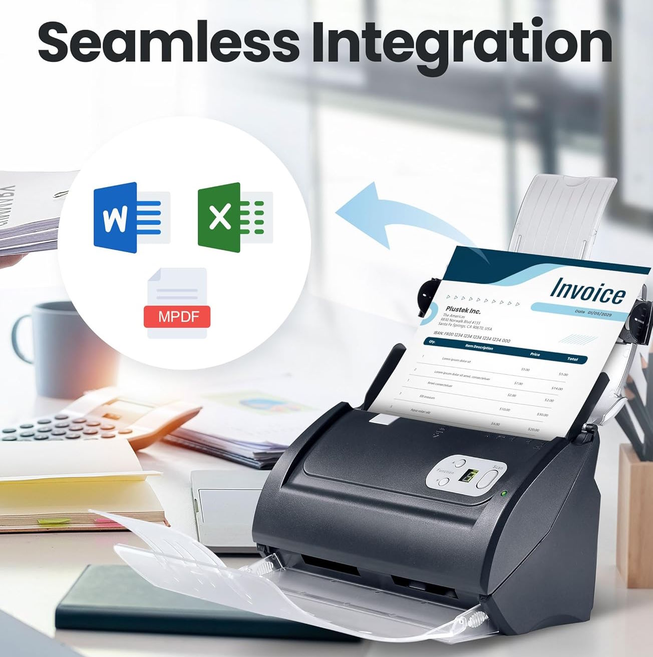 Quét và lưu tài liệu dưới nhiều định dạng số phổ biến Máy quét Plustek PS188