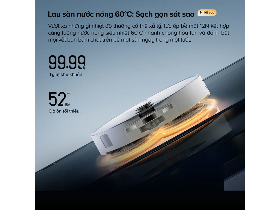 Robot lau nhà Roborock Qrevo Curv 2 Pro lau sàn bằng nước nóng 60 độ C Robot lau nhà Roborock Qrevo Curv 2 Pro