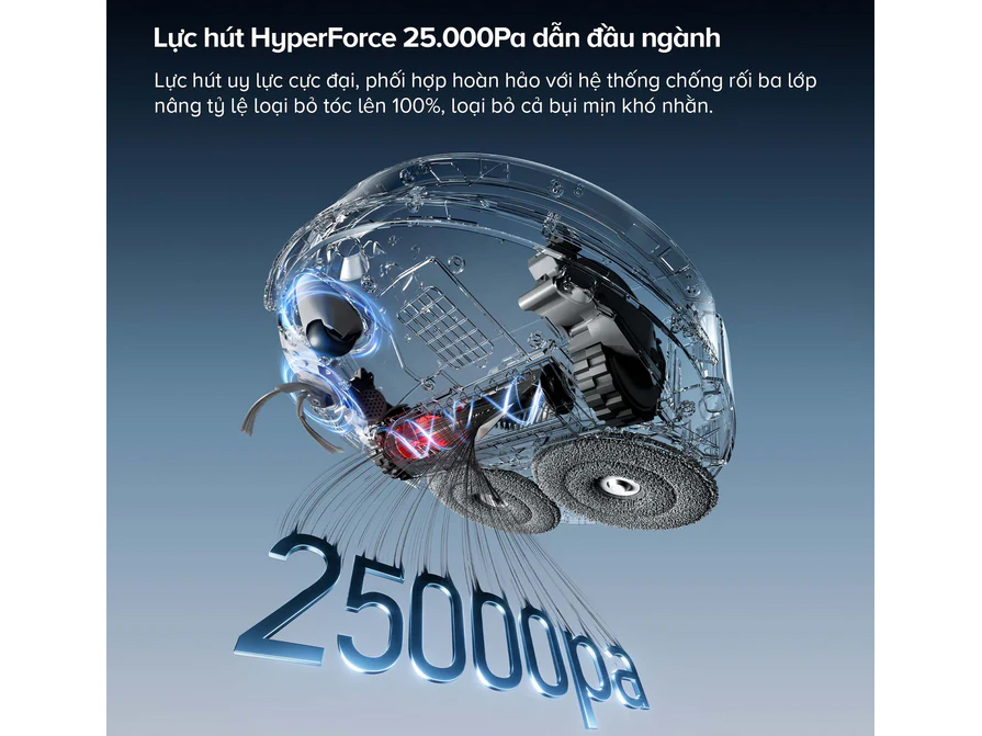 Robot hút bụi Qrevo Curv 2 Pro có lực hút lớn Robot hút bụi Qrevo Curv 2 Pro