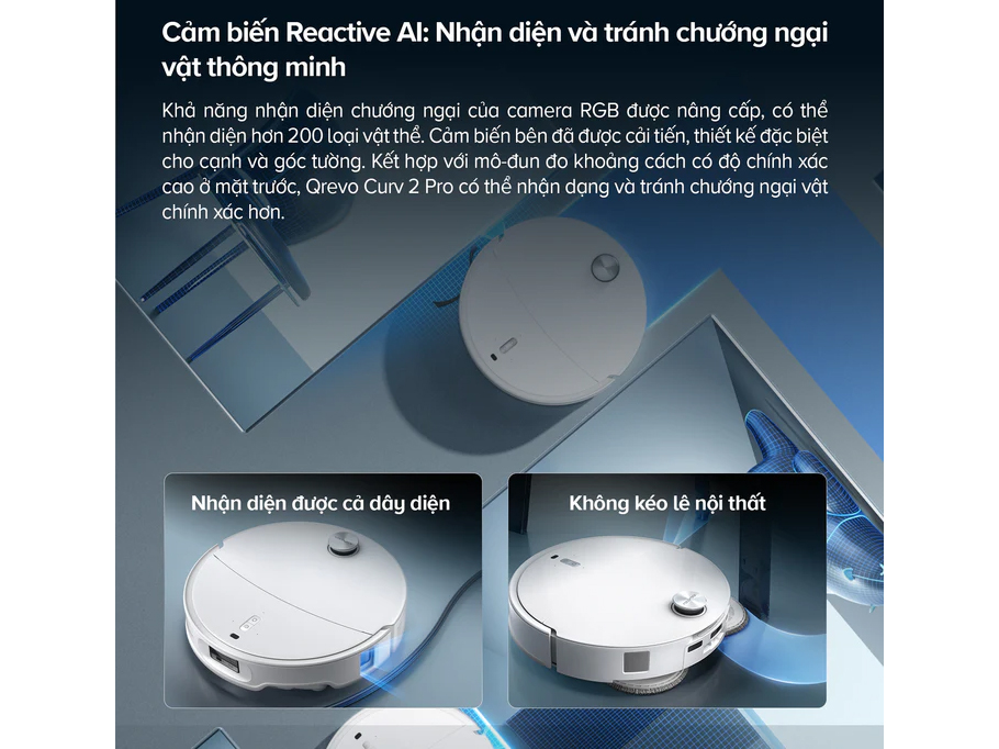 Roborock Qrevo Curv 2 Pro có khả năng tránh chướng ngại vật Roborock Qrevo Curv 2 Pro