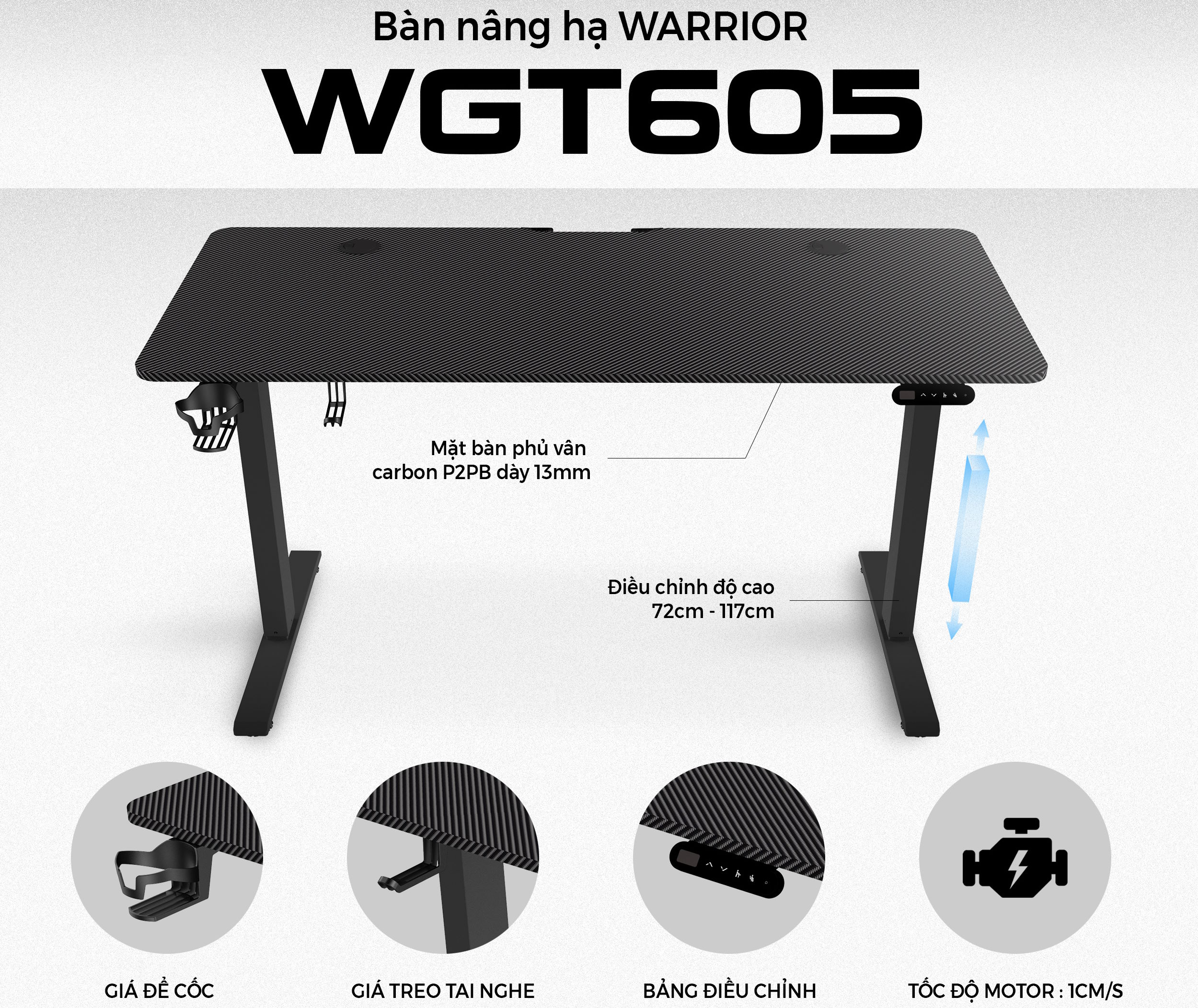 Bàn nâng hạ Warrior - Paladin Series - WGT605 (bàn nâng hạ bằng điện)