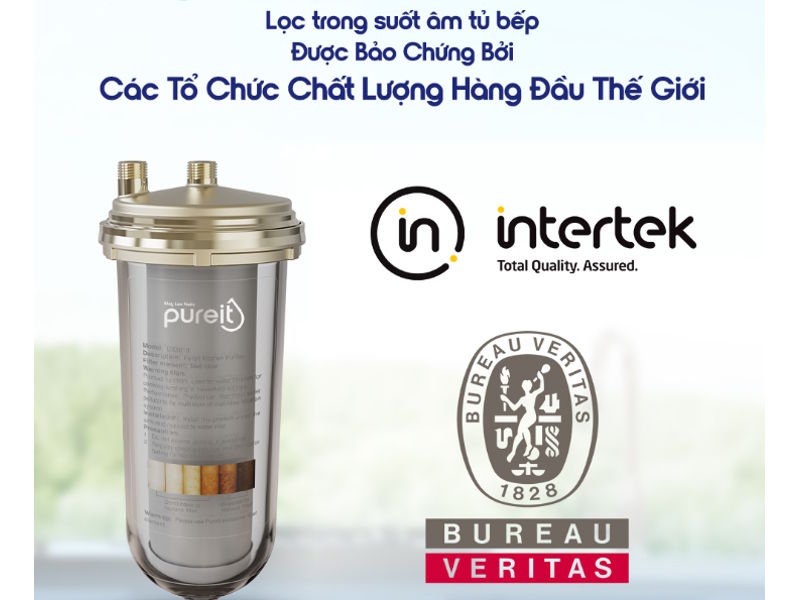 Thiết bị lọc nước đầu nguồn PureIT được bảo chứng bởi các tổ chức chất lượng hàng đầu thế giới Thiết bị lọc nước đầu nguồn PureIT