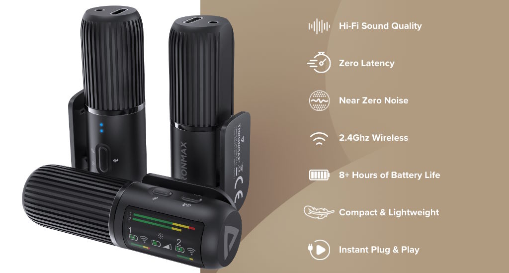 Pin dung lượng 180mAh – Thu âm liên tục 8 giờ Microphone Thronmax C2 Space