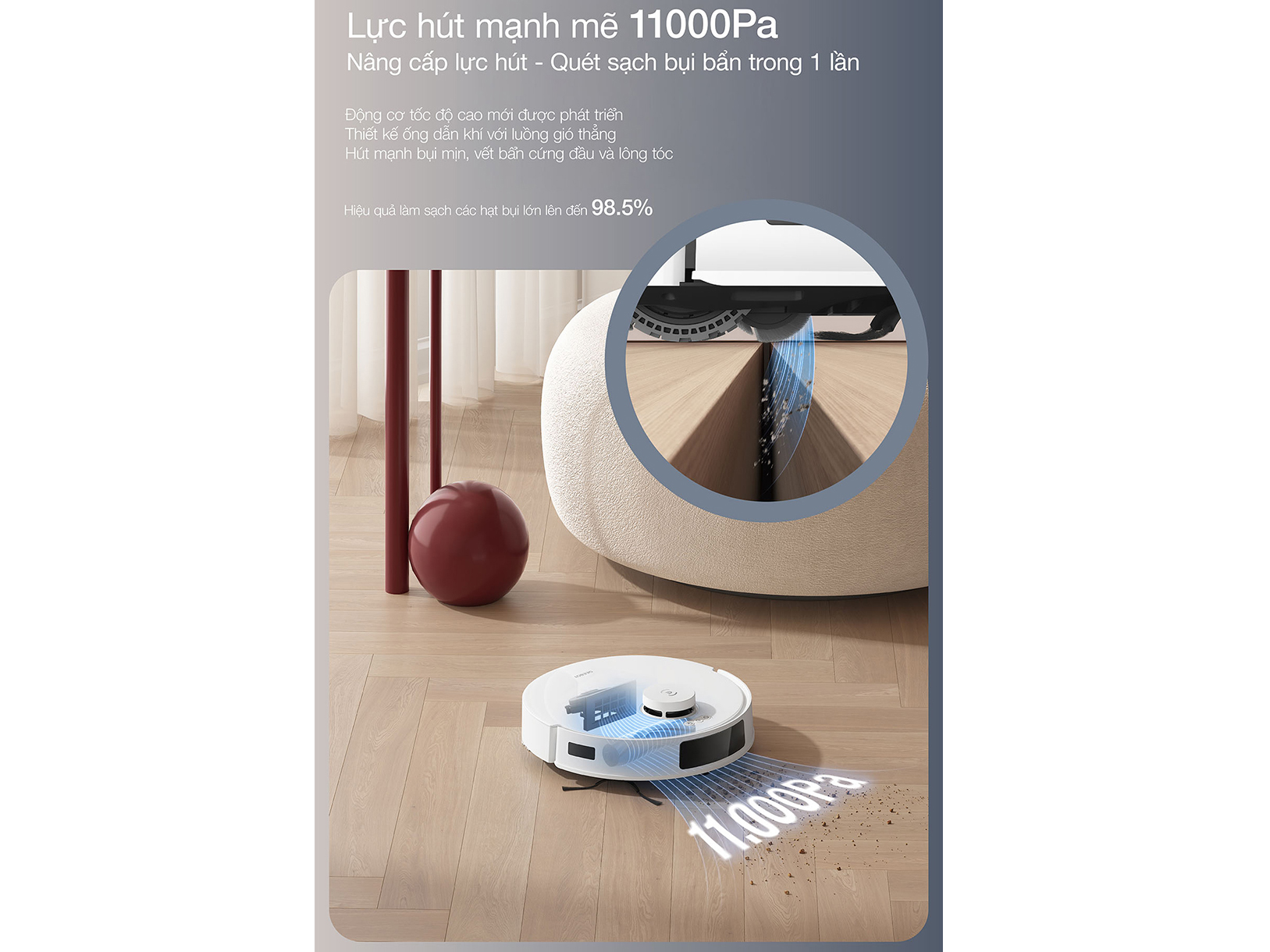 Robot hút bụi có lực hút mạnh mẽ Robot hút bụi