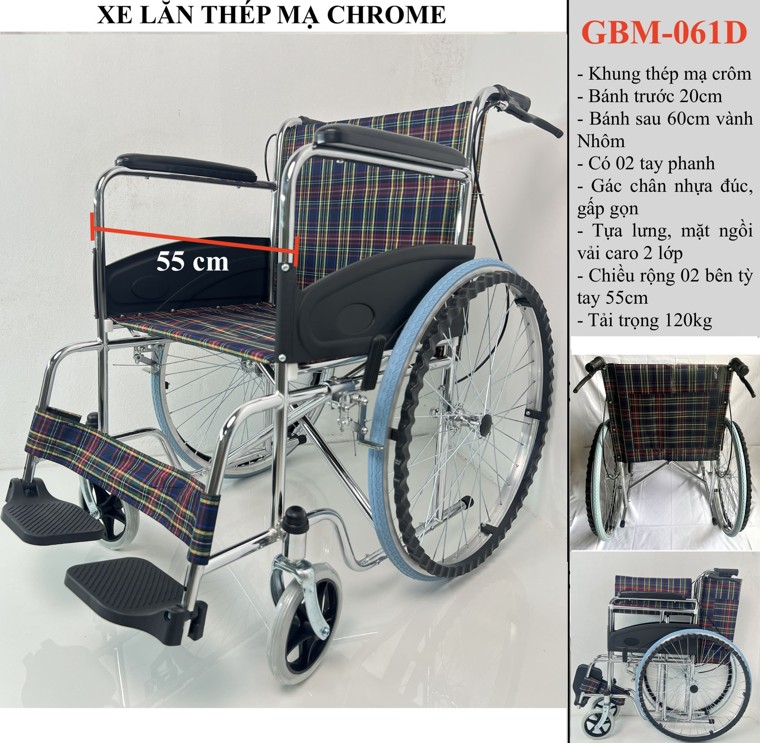 Xe lăn thép GBM-061D