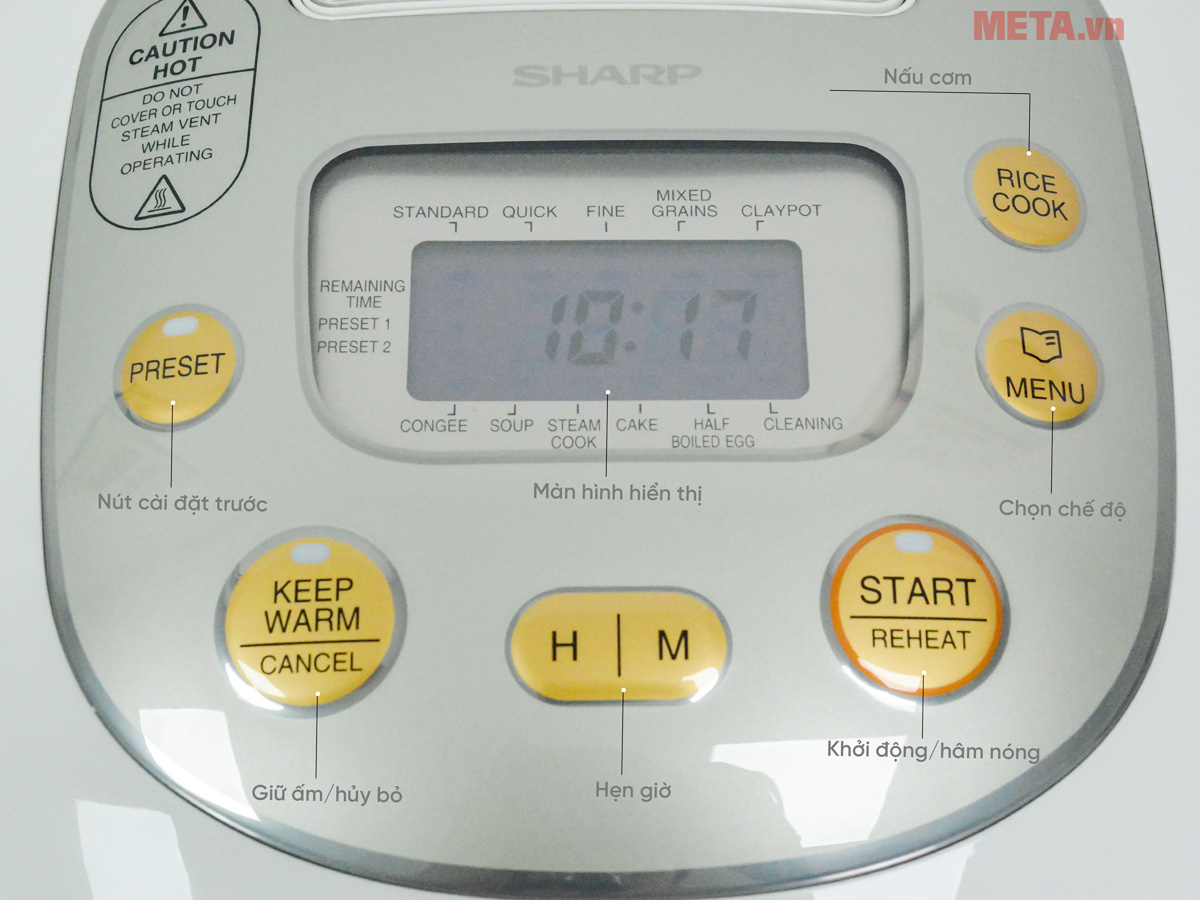 nồi cơm điện Sharp 1,8 lít KS TH18 có bảng điều khiển dễ sử dụng