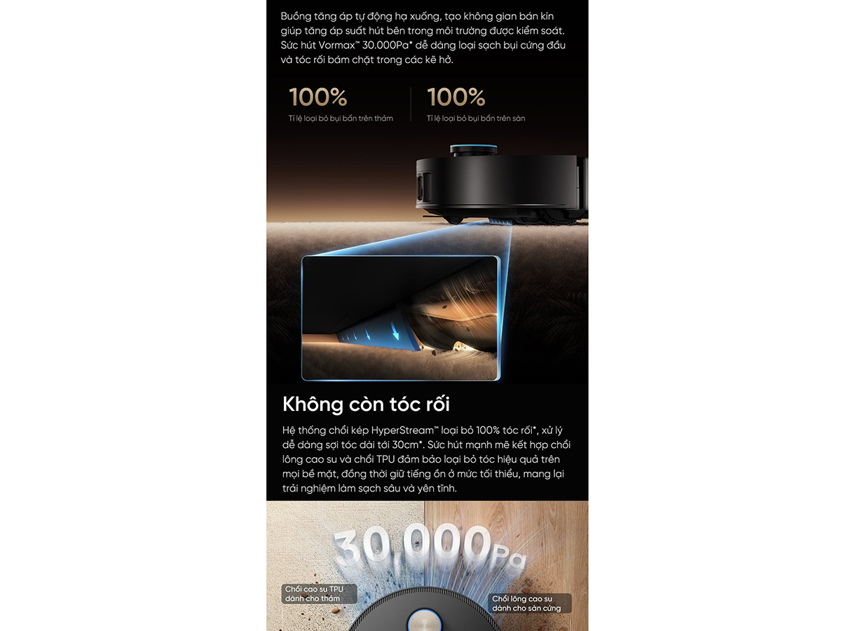 Dreame X50 Pro Ultra có lực hút lớn Dreame X50 Pro Ultra