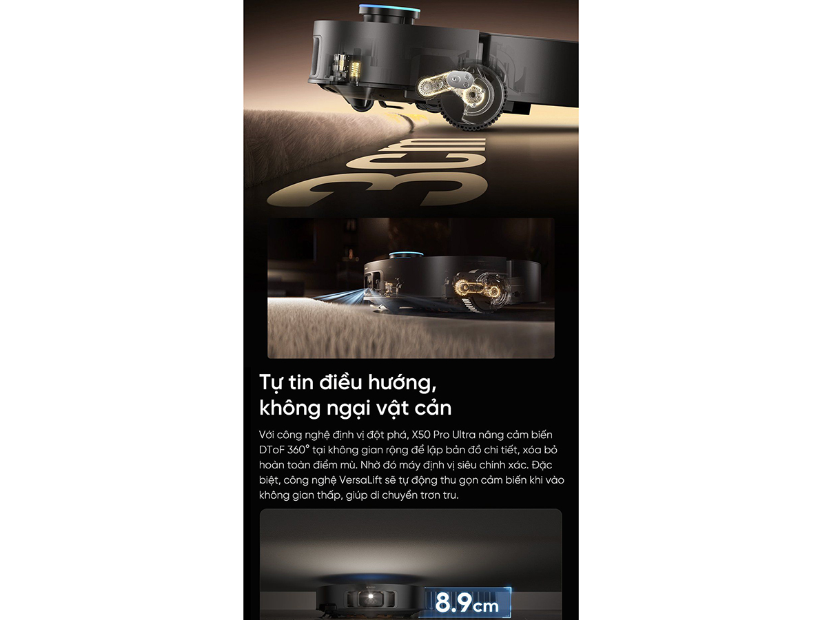 Robot hút bụi tự tin điều hướng, không lo vật cản Robot hút bụi