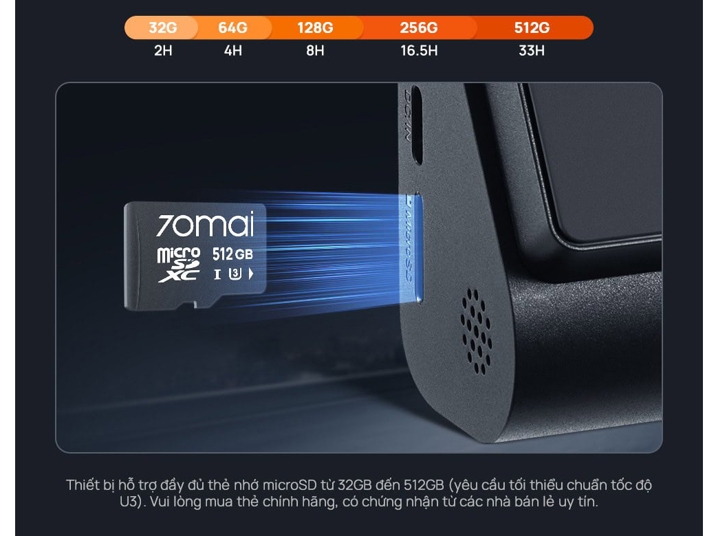 Camera ô tô hỗ trợ dùng thẻ nhớ tới 512gb Camera ô tô