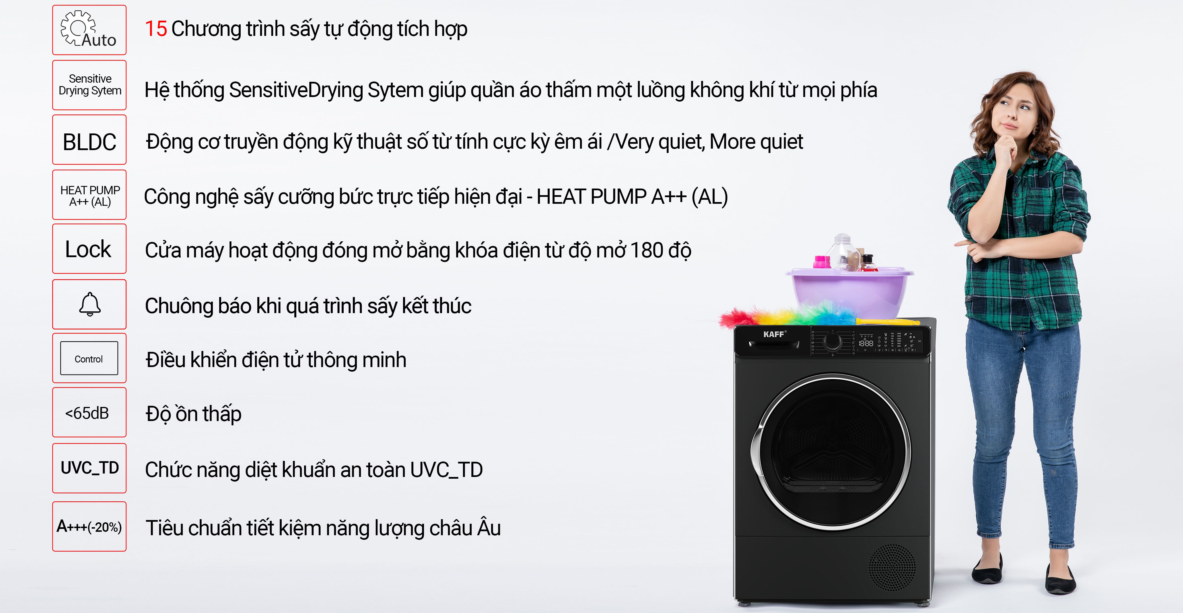 Thiết kế sang trọng, phù hợp mọi không gian Máy sấy Kaff KF-DR113L09