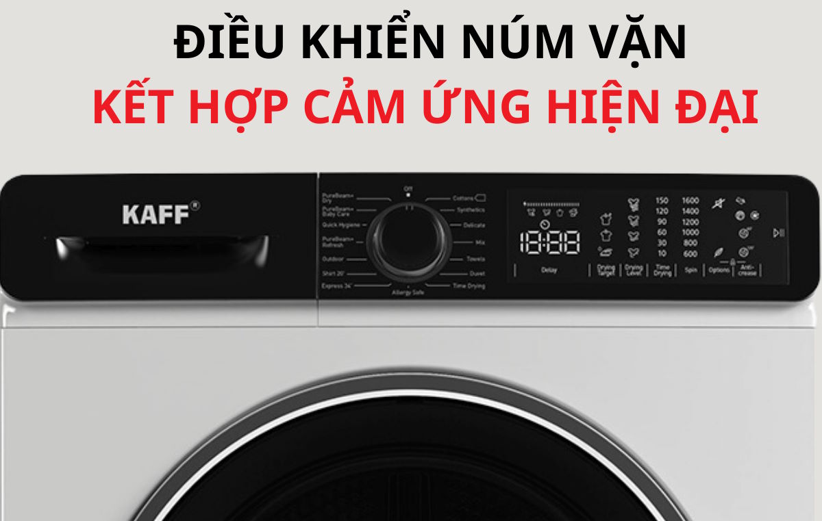 Bảng điều khiển trực quan, thao tác dễ dàng Máy sấy quần áo Kaff KF-DR113L09