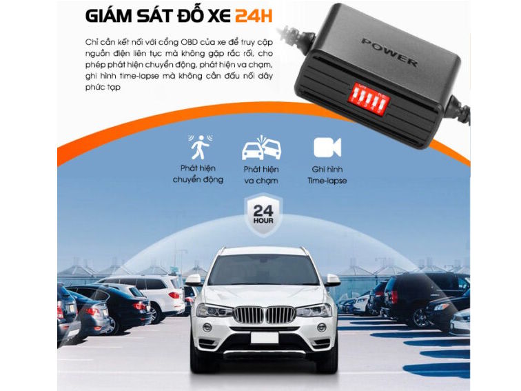 Bộ Hardwire Kit cổng OBD II hỗ trợ giám sát đỗ xe 24 giờ Bộ Hardwire Kit cổng OBD II