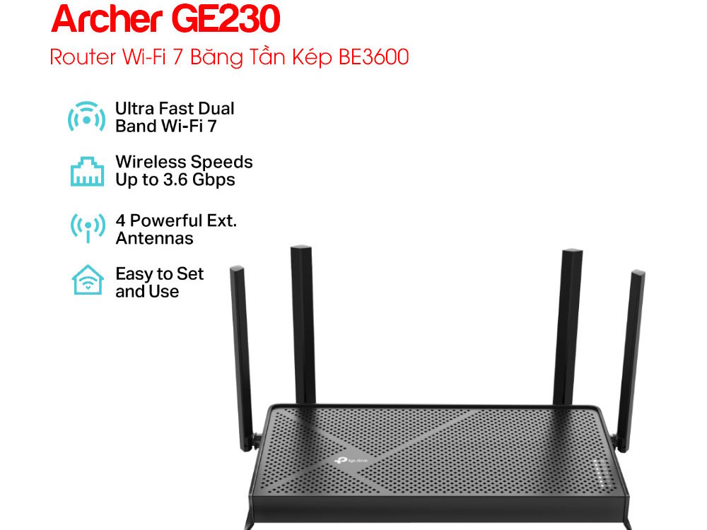 Router Wi-Fi 7 băng tần kép TP-Link Archer GE230