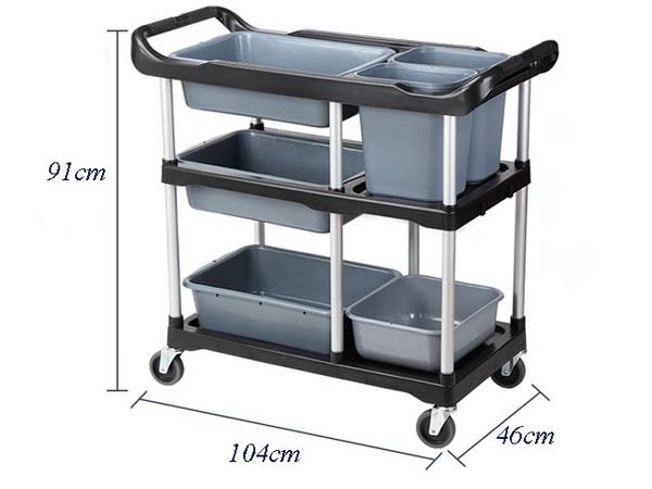 Xe đẩy dọn bàn nhựa khung nhôm HT08174 l Xe đẩy dọn bàn nhựa khung nhôm HT08174 l