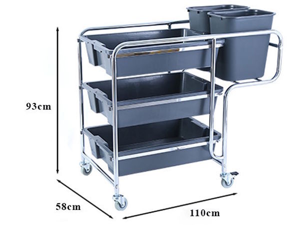 Xe dọn bàn 3 tầng khung inox 110 HT08168 Xe dọn bàn 3 tầng khung inox 110 HT08168