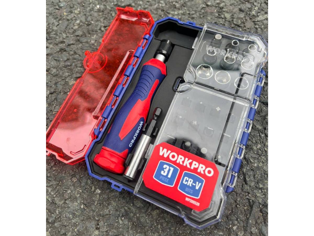 Bộ tua vít và đầu vặn Workpro có 8 đầu tuýp và 20 đầu vít Bộ tua vít và đầu vặn Workpro