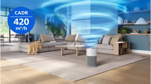 Hiệu suất lọc mạnh mẽ cho diện tích lên đến 109m² Máy lọc Philips AC2220/10