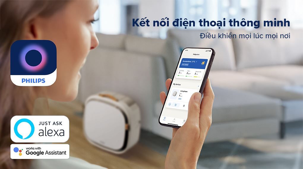 Điều khiển thông minh qua ứng dụng Philips Air+ Máy lọc không khí gia đình Philips