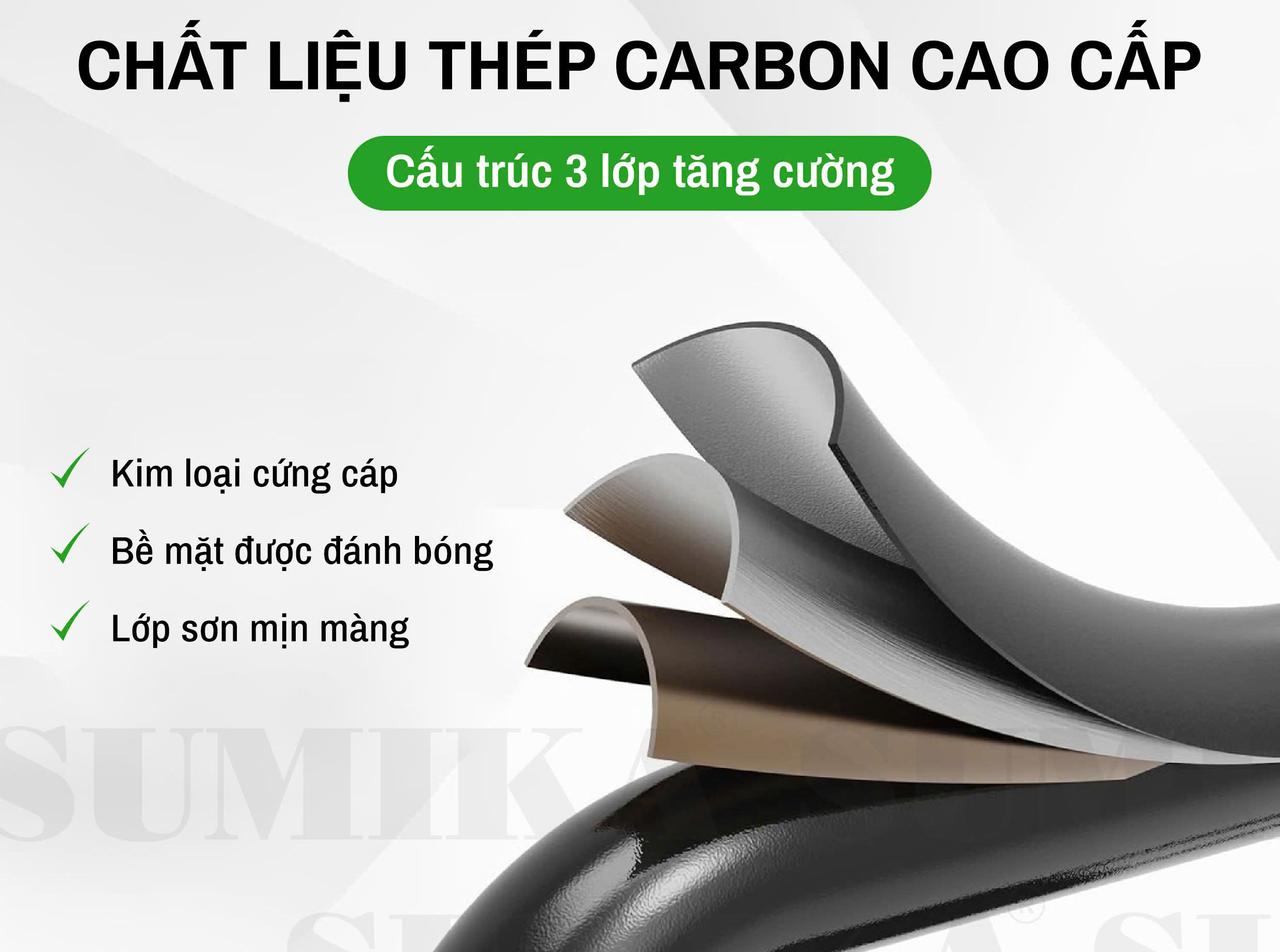 Chất liệu thép carbon siêu bền, chịu tải lên đến 150kg Thang ghế gia đình 3 bậc Sumika A203