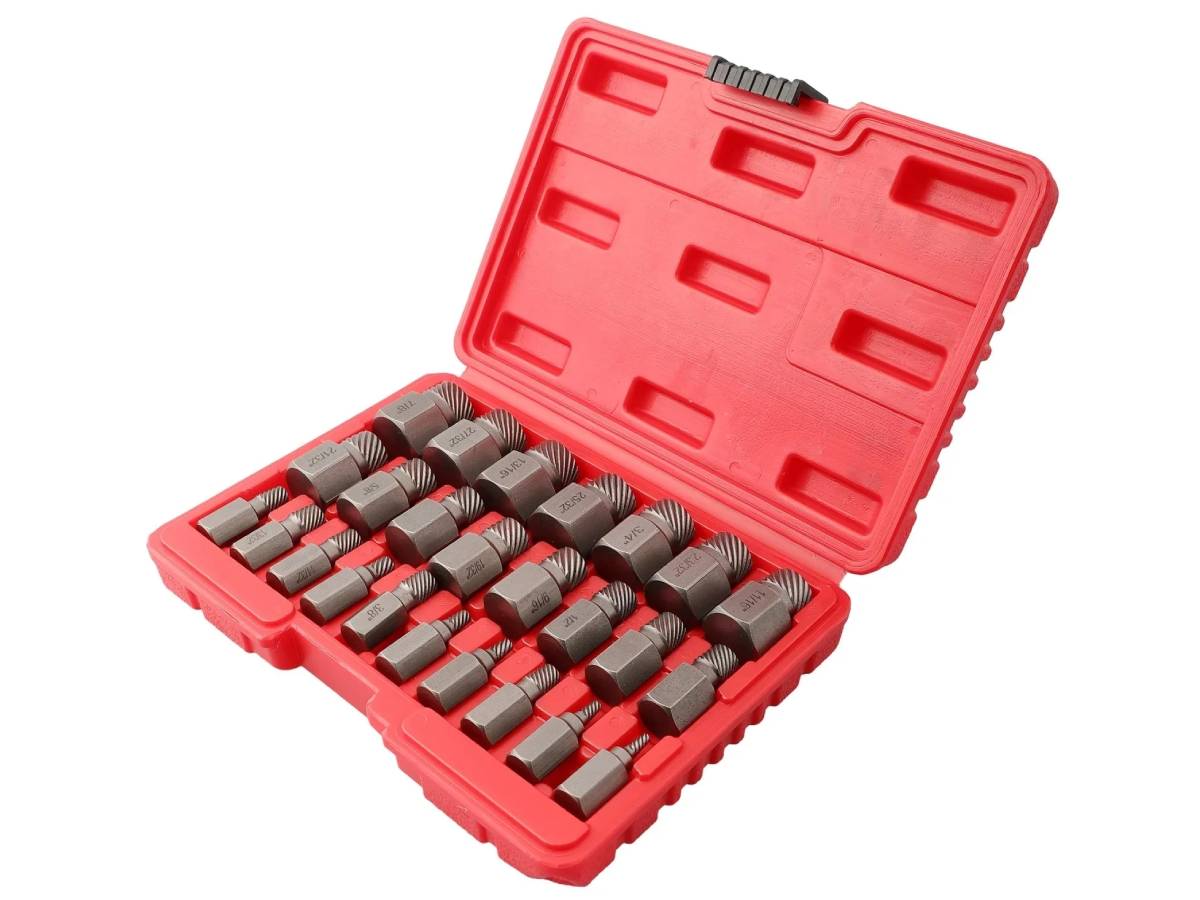 Bộ dụng cụ mũi ren ngược nhổ bu lông gãy Workpro WP204022 Bộ dụng cụ mũi ren ngược nhổ bu lông gãy Workpro WP204022