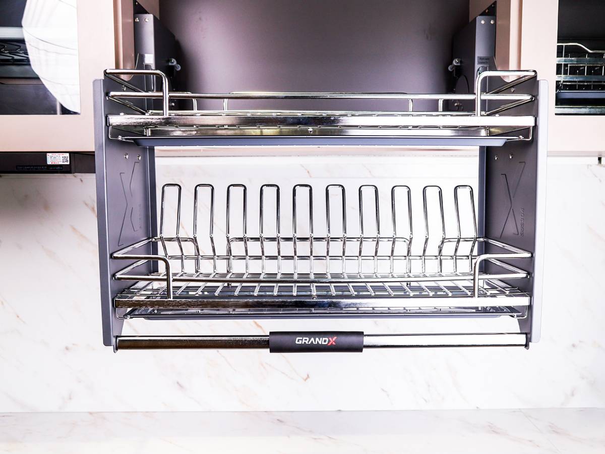 Giá bát đĩa nâng hạ GrandX nan Oval SUS304 XL.80M2 Giá bát đĩa nâng hạ GrandX nan Oval SUS304 XL.80M2