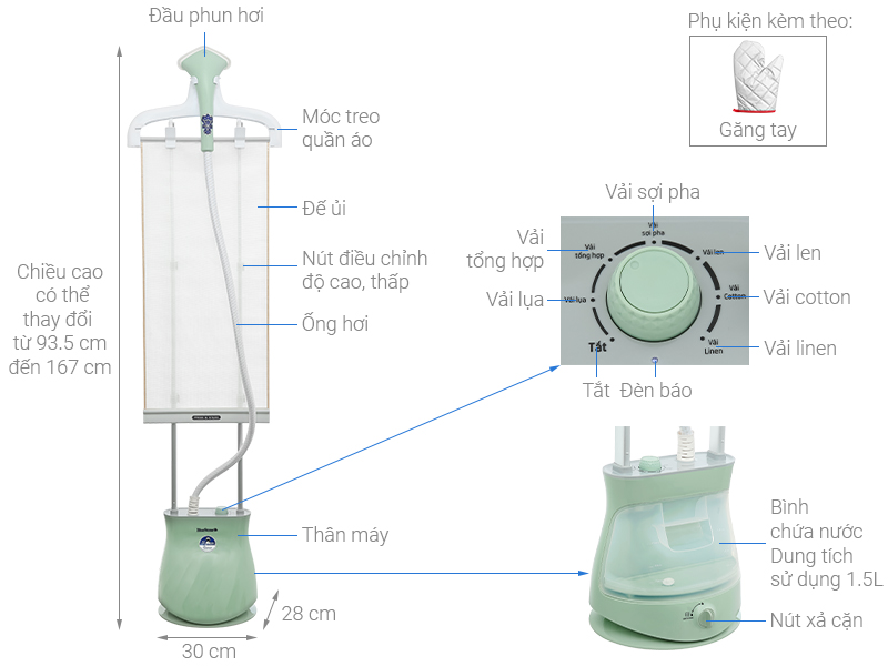 Bàn ủi hơi nước đứng BlueStone GSB-3947 Bàn ủi hơi nước đứng BlueStone GSB-3947