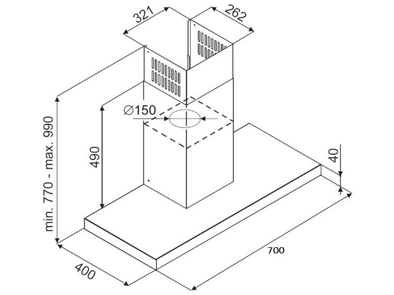 Kích thước của Fagor 3CFS-7031X Fagor 3CFS-7031X