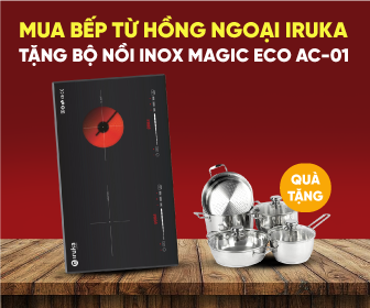 Tặng bộ nồi inox Magic Eco AC-01 khi mua bếp từ hồng ngoại Iruka Tặng bộ nồi inox Magic Eco AC-01 khi mua bếp từ hồng ngoại Iruka