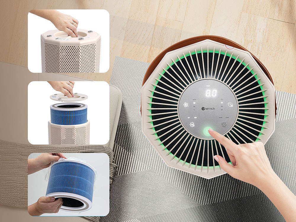 Bộ lọc không khí lắp đặt vào máy lọc không khí Elmich APE9325 dễ dàng Bộ lọc không khí Elmich