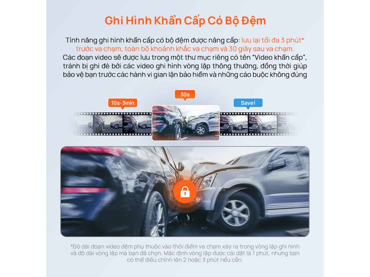 Camera hành trình M310 Plus 3K hỗ trợ ghi hình khẩn cấp có bộ đệm Camera hành trình M310 Plus 3K