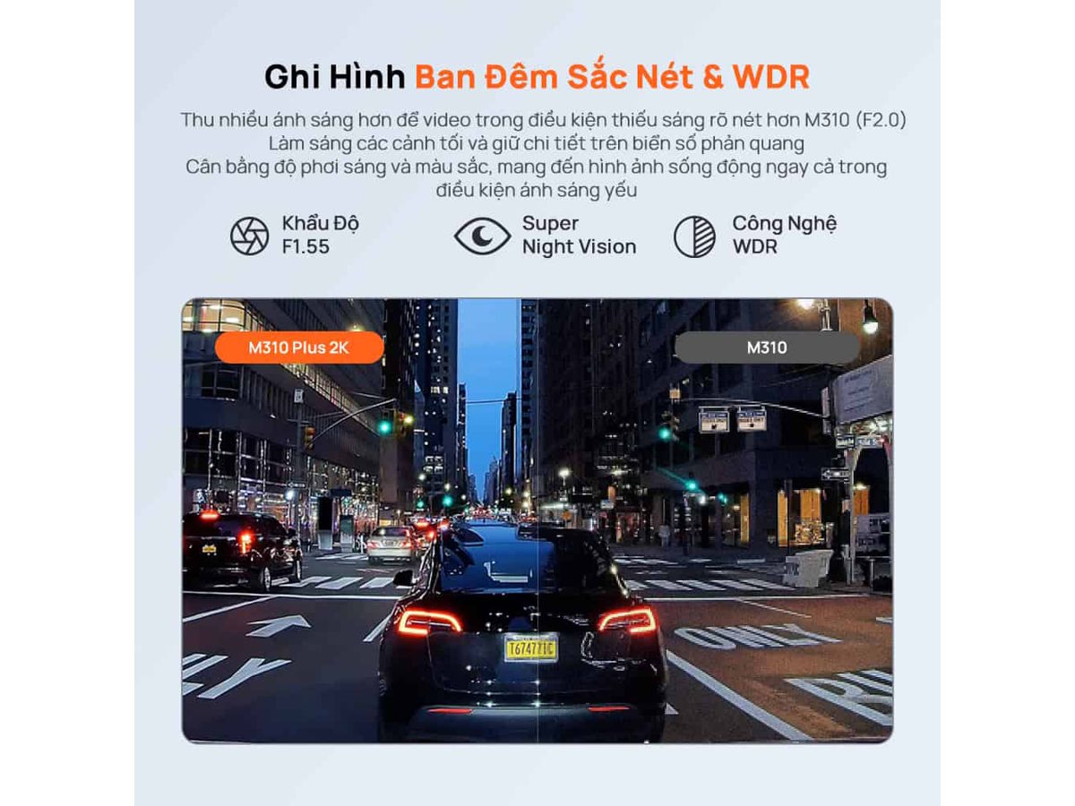 Camera hành trình 70mai ghi hình ban đêm sắc nét Camera hành trình 70mai