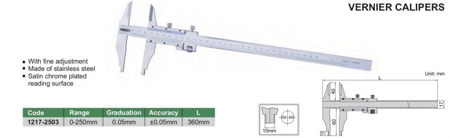 Thước cặp cơ khí Insize 1217-2503 Thước cặp cơ khí Insize 1217-2503