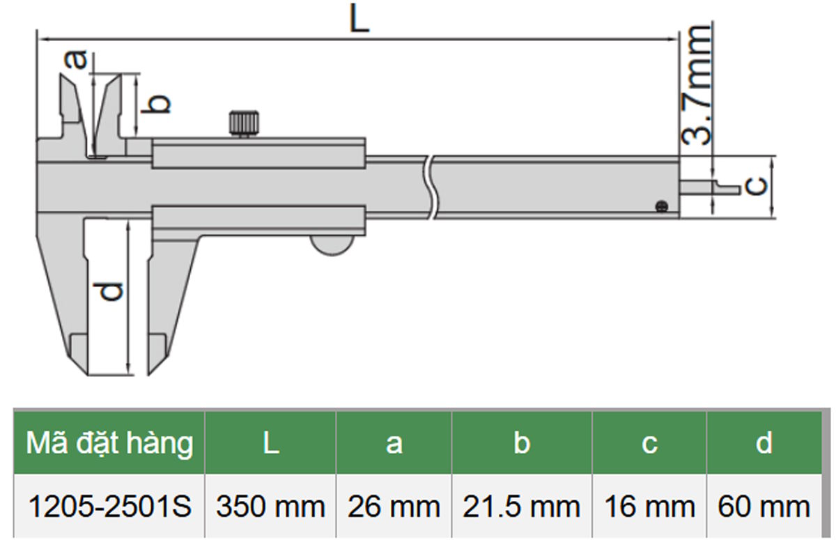 Thước cặp cơ khí Insize 1205-2501S Thước cặp cơ khí Insize 1205-2501S