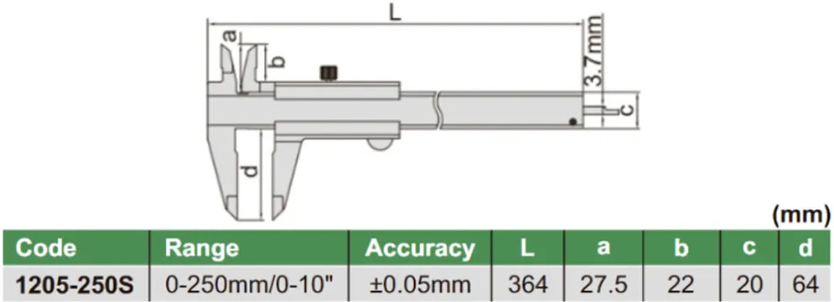 Thước cặp cơ khí Insize 1205-250S Thước cặp cơ khí Insize 1205-250S