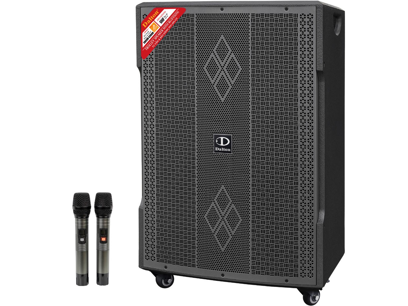 2 micro không dây UHF cao cấp – Hát ở đâu cũng ổn định Loa kéo Dalton TS-18G810N