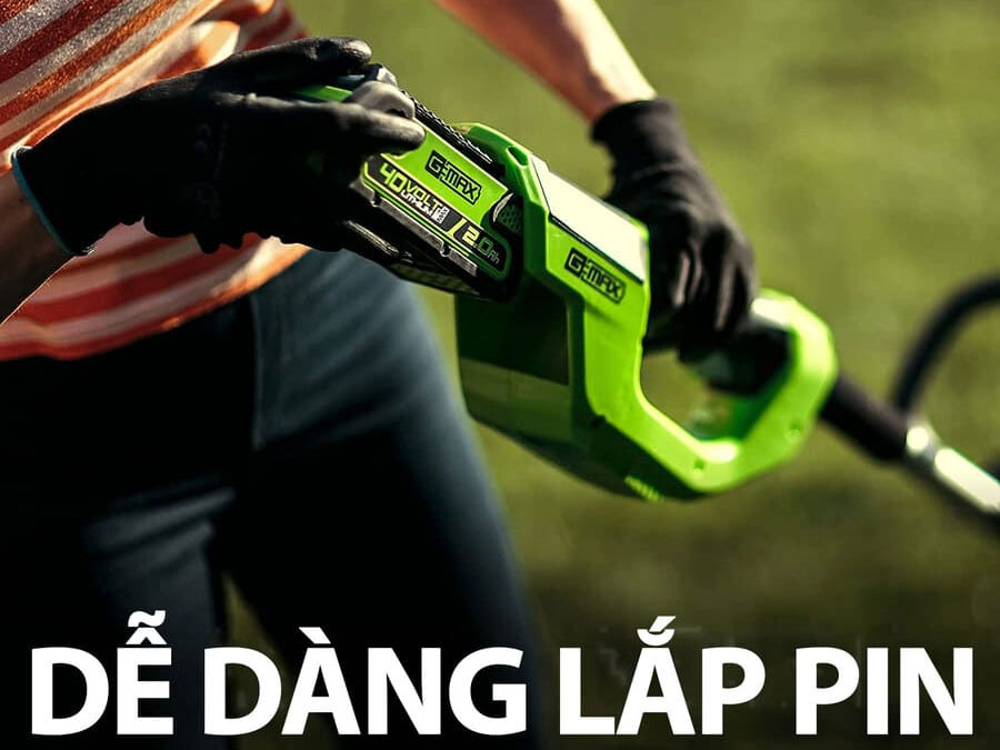 Greenworks 40V G40LT sử dụng pin li-on 40V 