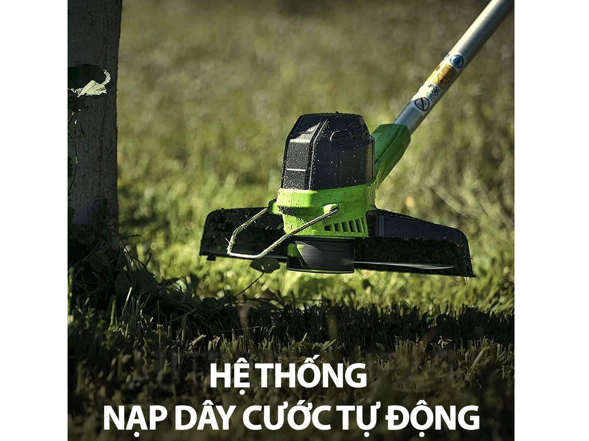 hệ thống nạp dây cước tự động tiện lợi của Greenworks 40V G40LT