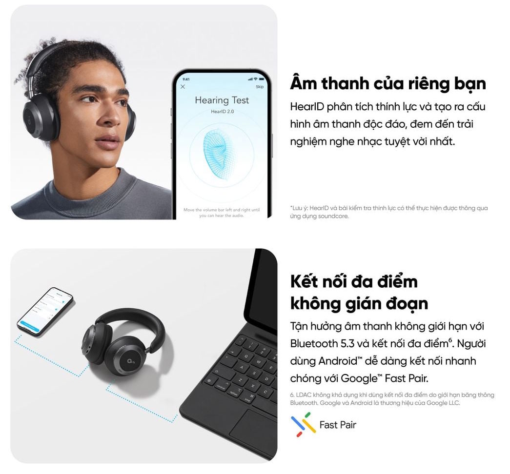 Tai nghe Anker Soundcore Space One Pro kết nối đa điểm Tai nghe Anker Soundcore Space One Pro