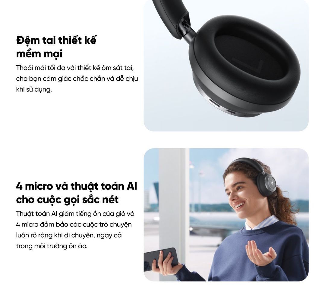 Anker Soundcore Space One Pro có đệm tai mềm mại Anker Soundcore Space One Pro