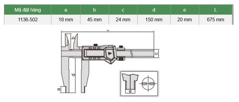 Thước cặp điện tử Insize 1136-502 Thước cặp điện tử Insize 1136-502