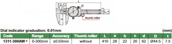 Thước cặp đồng hồ Insize 1311-300AW
