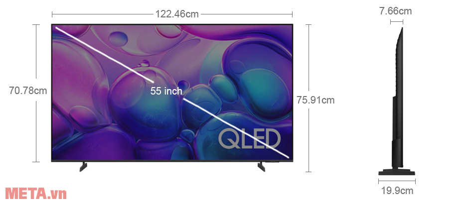 Kích thước Smart Tivi QLED Samsung 4K 55 inch QA55Q6FAAKXXV Smart Tivi QLED Samsung 4K 55 inch QA55Q6FAAKXXV