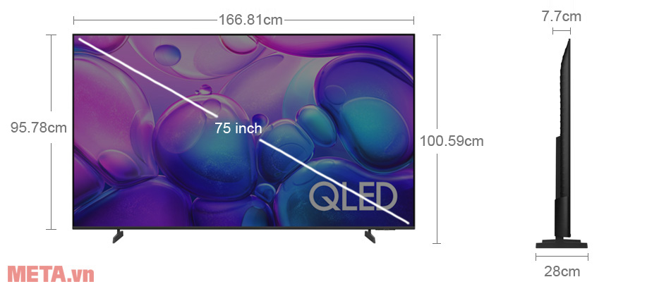 Kích thước Smart Tivi QLED Samsung 4K 75 inch QA75Q6FAAKXXV Smart Tivi QLED Samsung 4K 75 inch QA75Q6FAAKXXV
