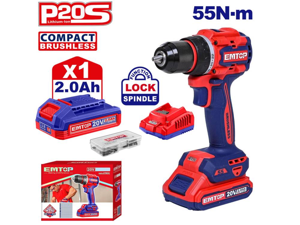 Máy khoa pin ECDL205582 có sẵn pin và sạc, bộ phụ kiện Máy khoan pin