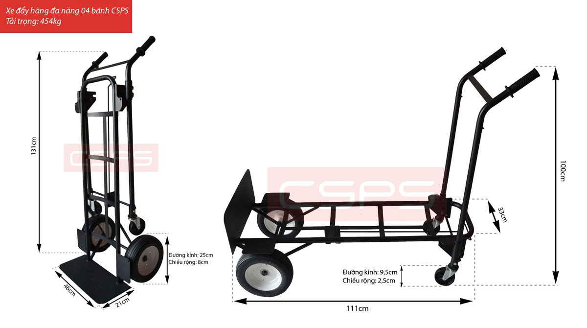Xe đẩy hàng đa năng 4 bánh CSPS VNTR2100BB2B Xe đẩy hàng đa năng 4 bánh CSPS VNTR2100BB2B